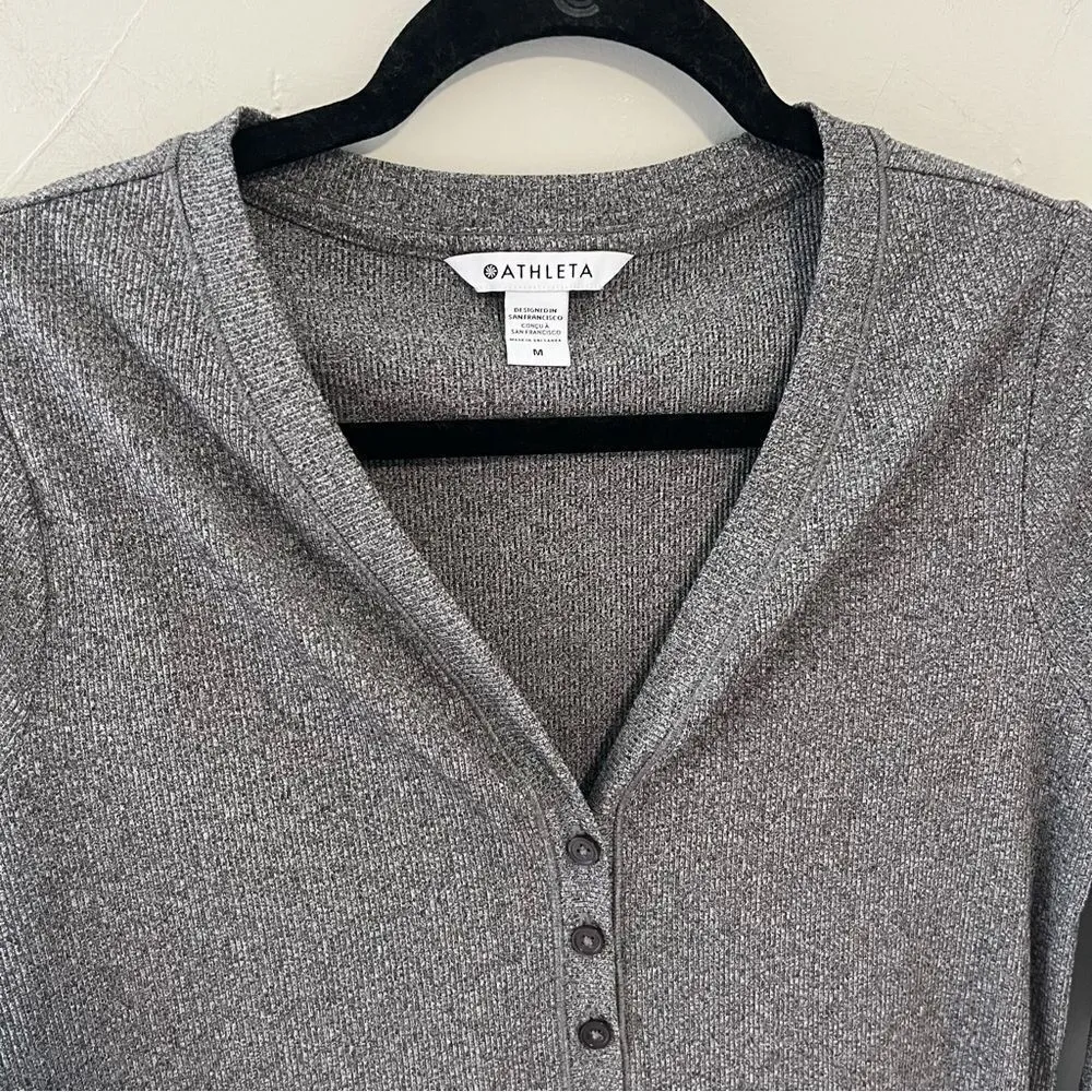 Athleta Uptempo Ribbed Henley Gray Ribbed - Image 4