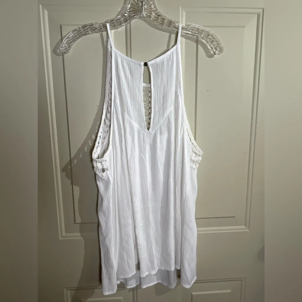 Maurices White Crochet Lace Tank Top Size 2 Rayon Cotton Summer Boho Festival - Image 2