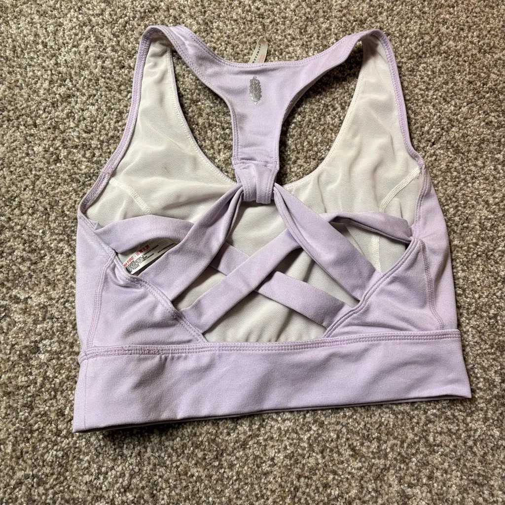 Free People FP Movement Synergy Crop Sports Bra Pale Purple Women’s Small - Image 3