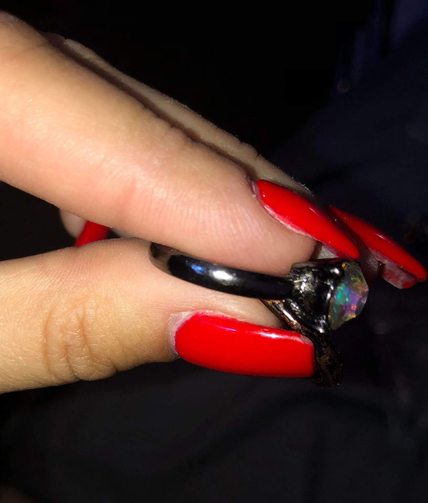 Two Piece Ring Set Black Size 8 - Image 3