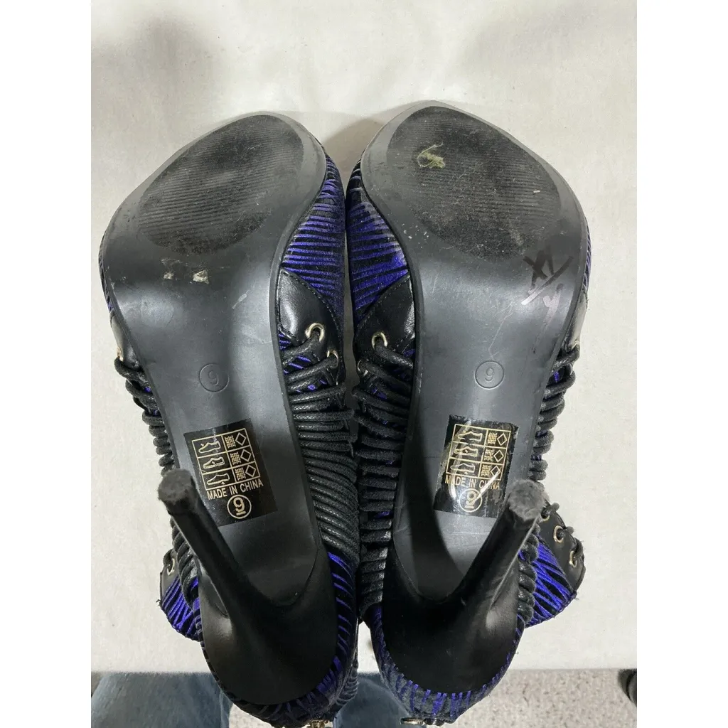 Womans Athena & Kate Black Purple Back Zip Stiletto Ankle Boots 9 - Image 8