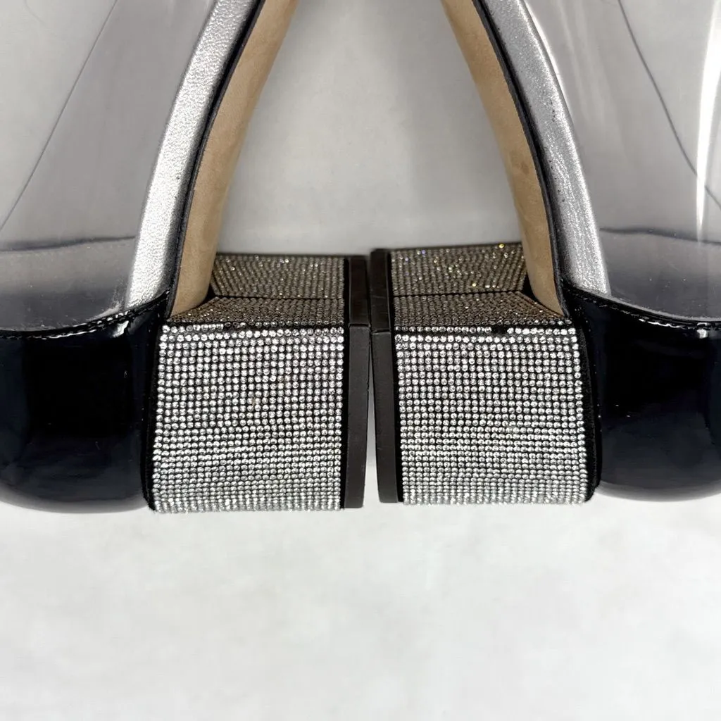 Giuseppe Zanotti Vitrum Clear Rhinestone Embellished Block Heel Pump Flats 40 - Image 8