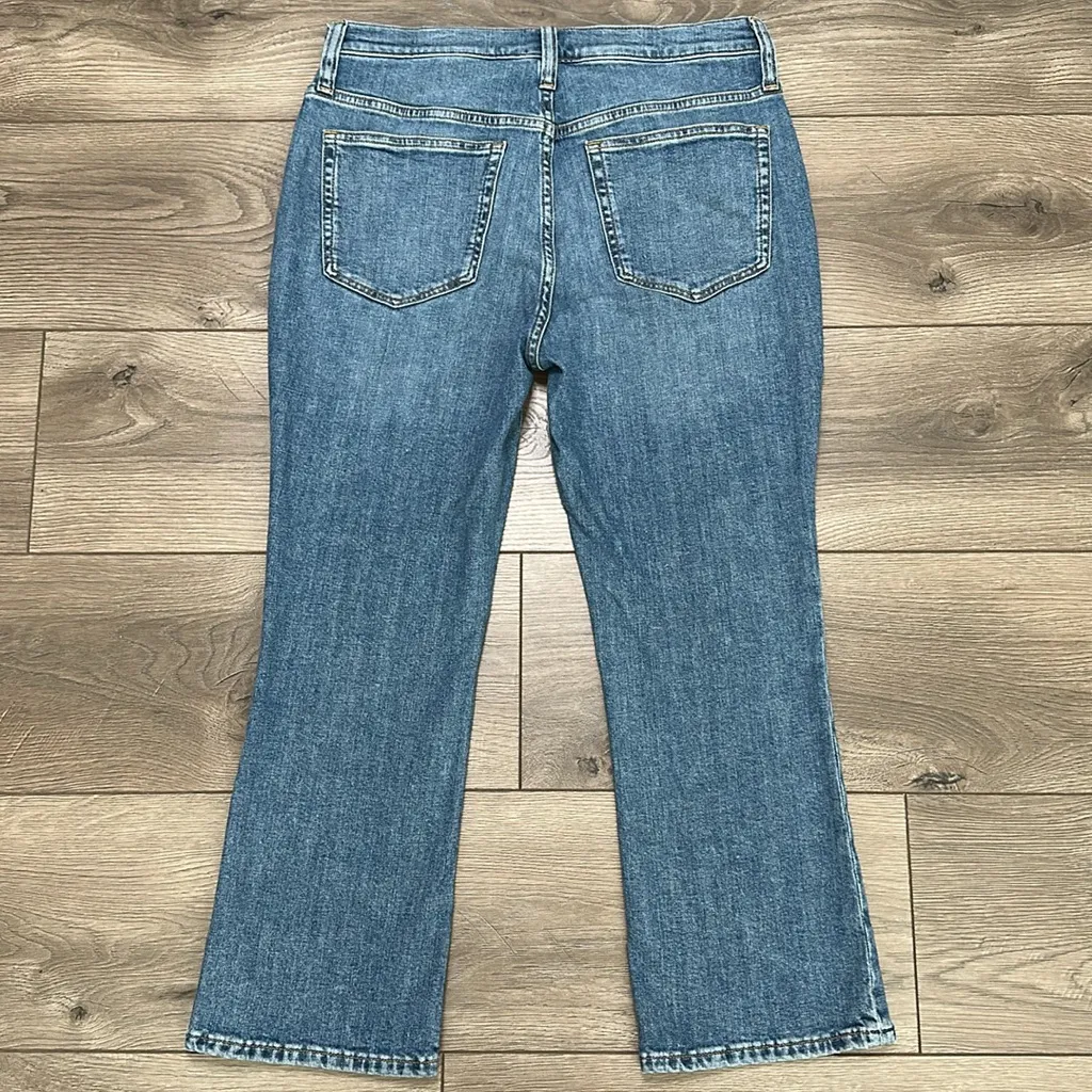 J. Crew Mid Rise Flare Crop Stretch Blue‎ Jeans Size 29 Petite - Image 4