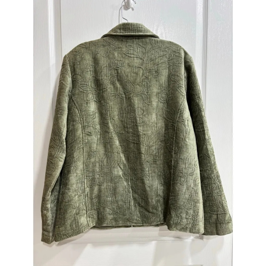 NWT Susan Graver QVC Olive Green Embossed Full-Zip Jacket L - Image 6