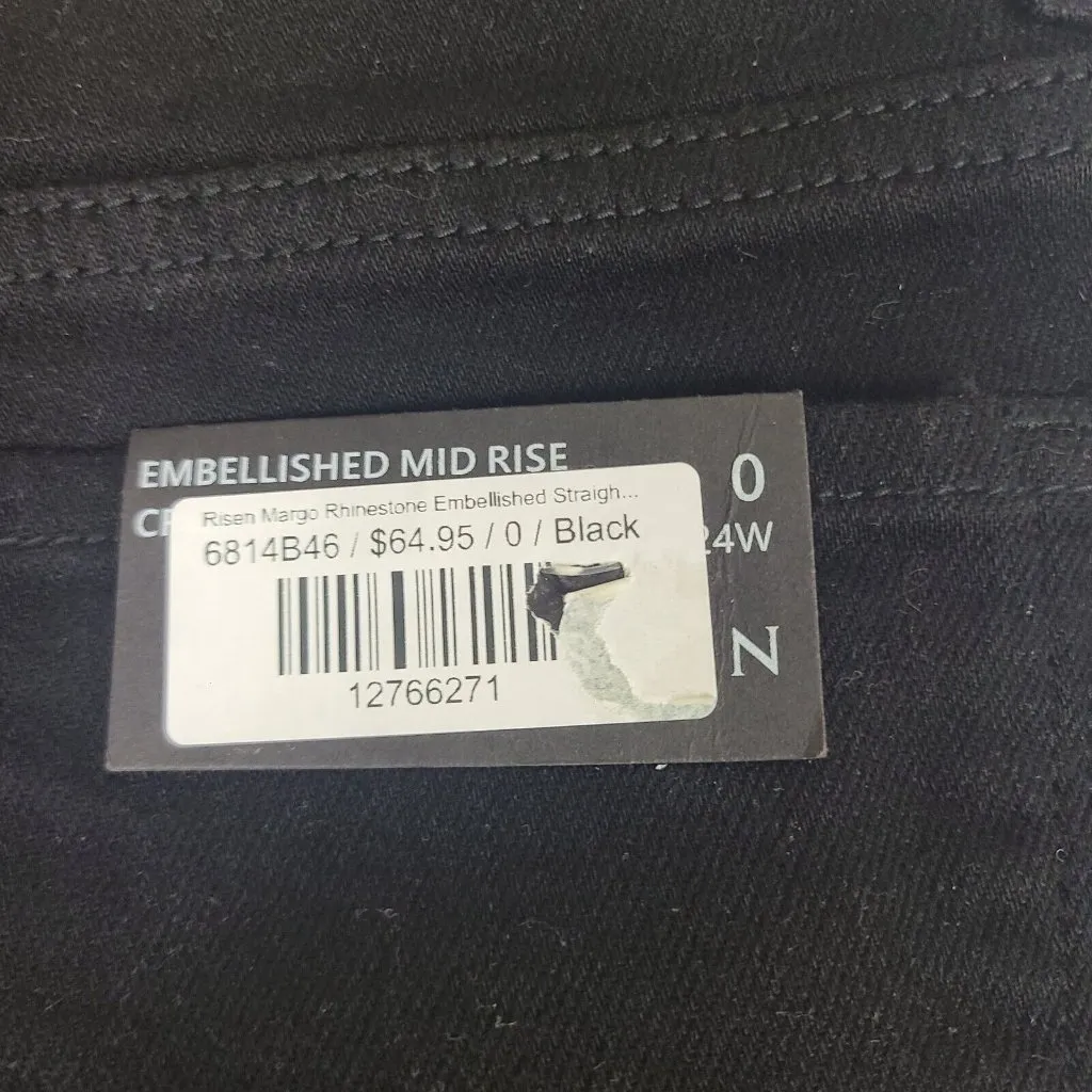 Risen Women's High Rise Crossover Jeans Black Size 0/24 Waist Size‎ 24 - Image 11