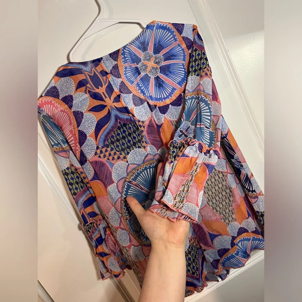 Vintage America Blues Women’s Lightweight Mandala Floral Blouse Size Small - Image 5