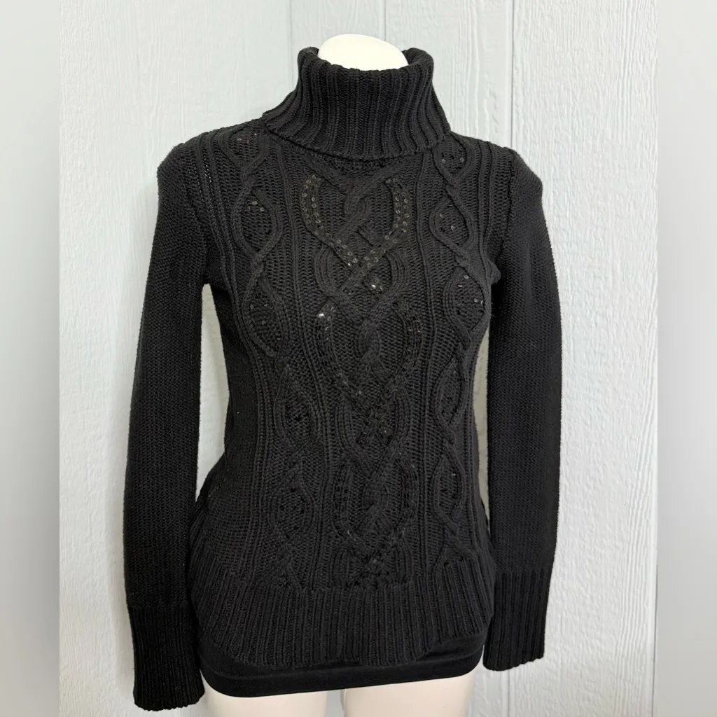 Apt. 9 Black Cable Knit Turtleneck Sweater - Image 2