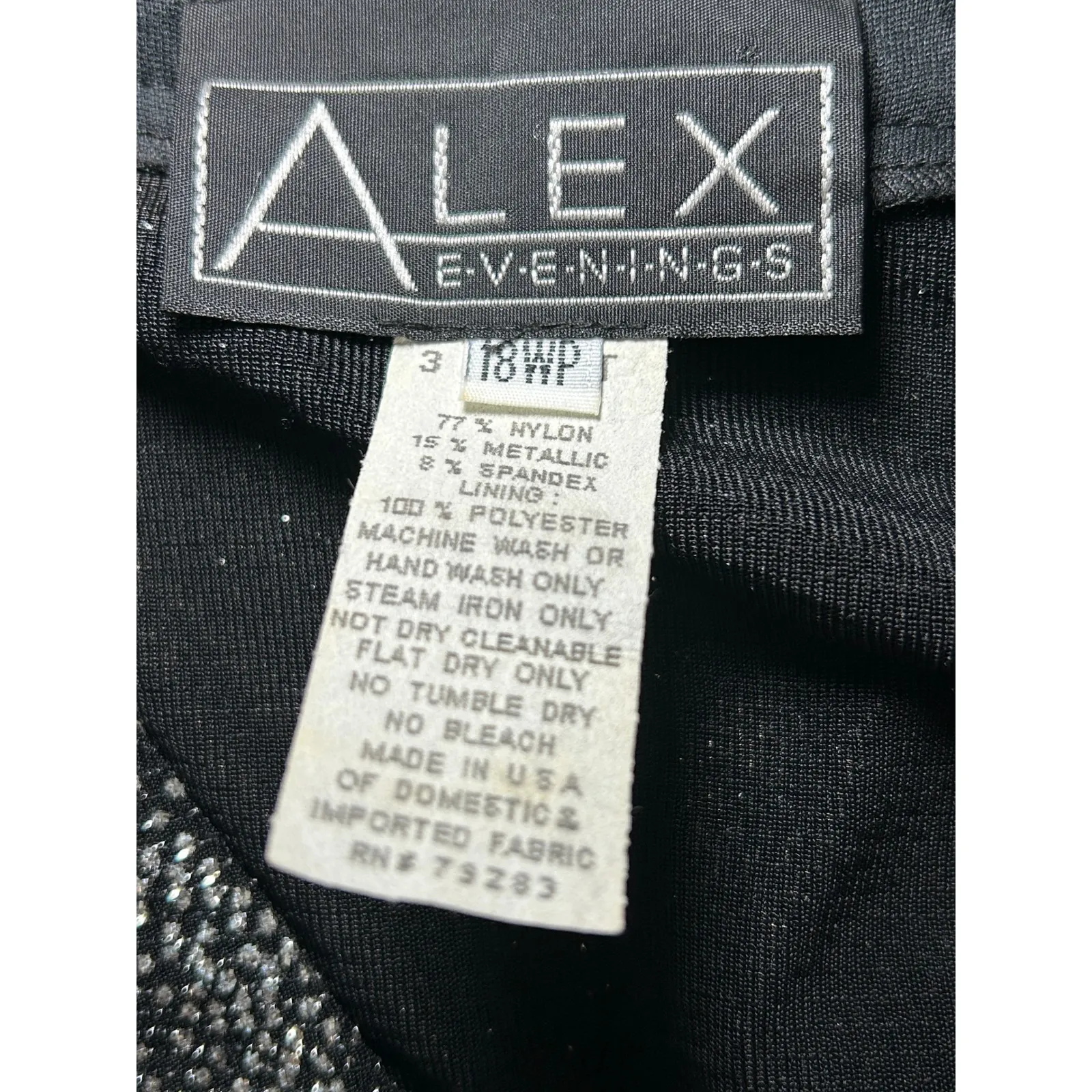 Vintage Alex Evenings Womens Sparkle Shimmer Blazer Jacket Open Front 18WP Black - Image 7