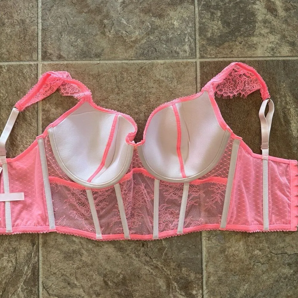 Victoria’s Secret Dream Angels Lace Cap-Sleeve Corset Top Neon Nectar Size S-DD - Image 9