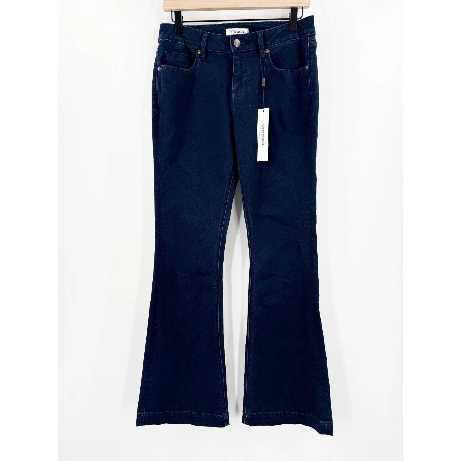 VIGOSS Denim Jeans SZ 26 Marley Mid Rise Flare Trouser NWT Cotton Stretch Indigo - Image 2