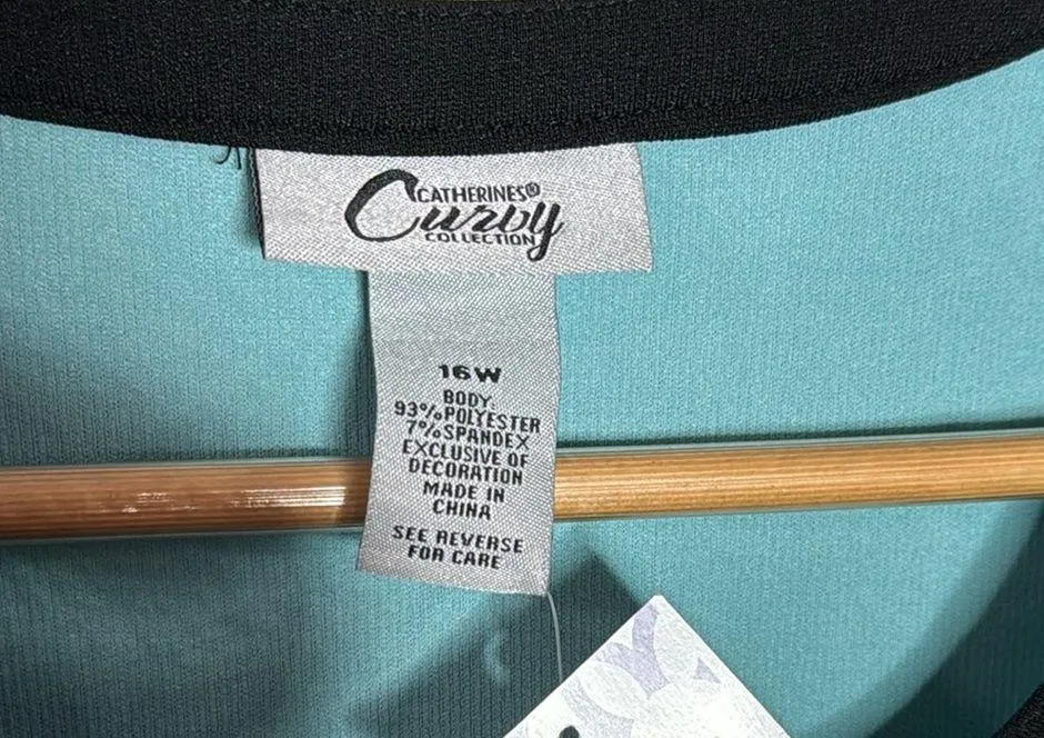 Catherines Curvy Collection turquoise tipped colorblock zip jacket size 16W Blue - Image 6