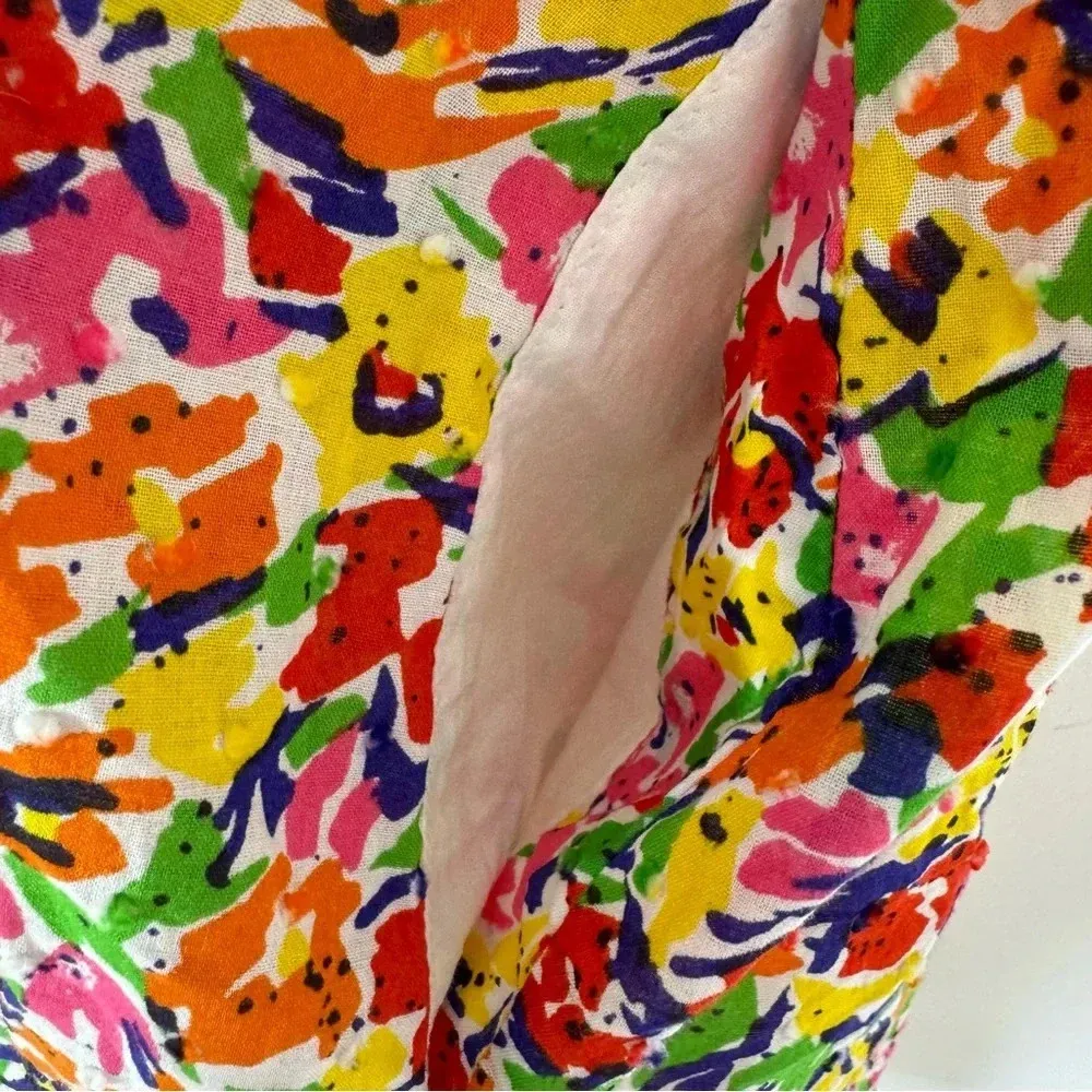 Rixo X Target Floral Smocked Swiss Dot Mini Dress with Pockets Size S Red - Image 12