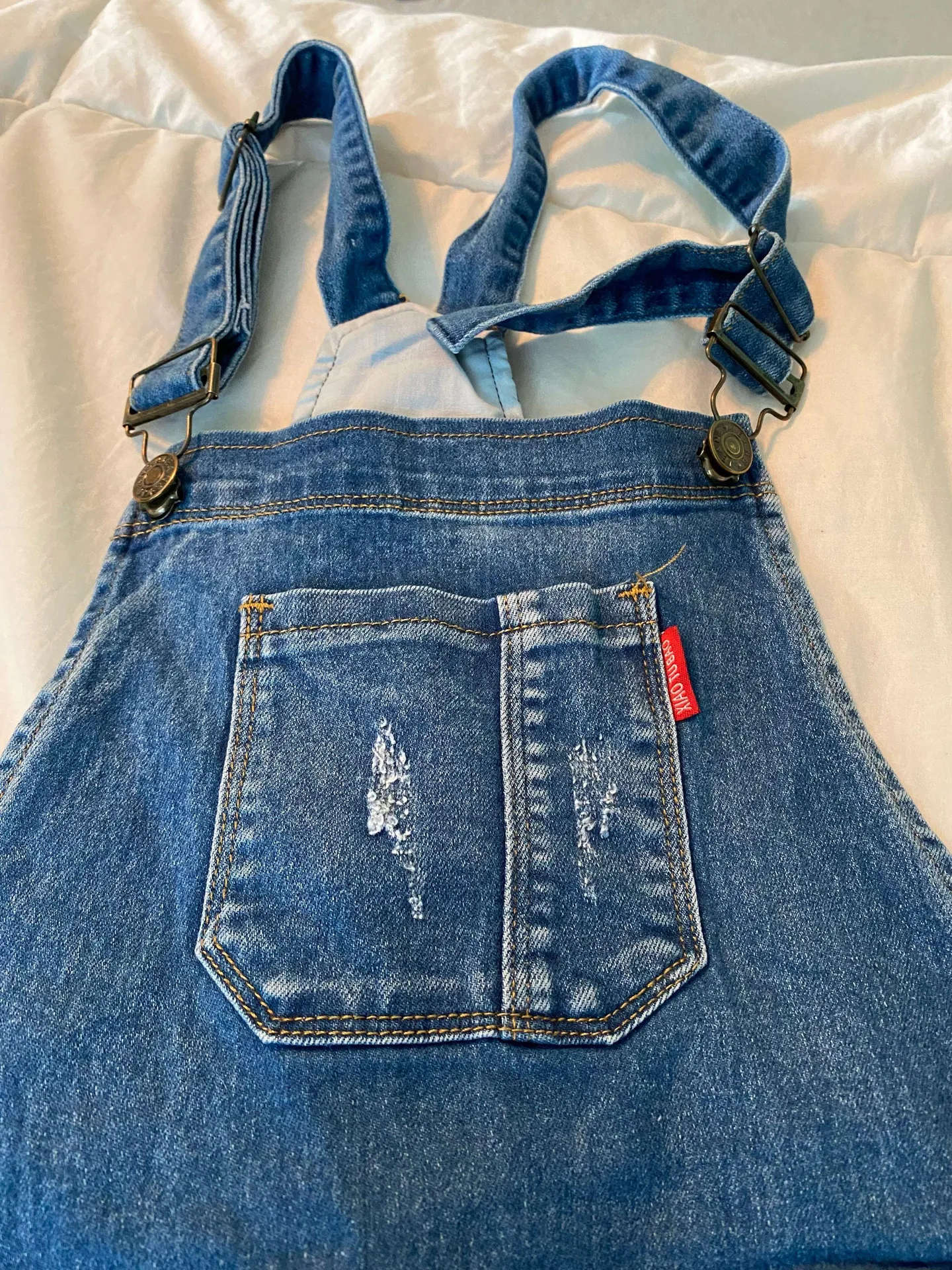 Denim Overall Shorts Blue Size XS - Image 3