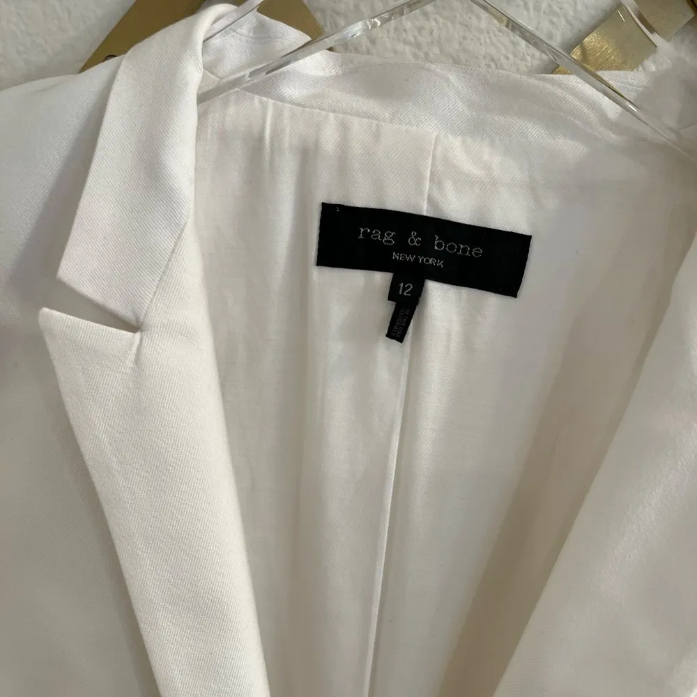 Rag & Bone White Cotton Blend Blazer 12 - Image 4