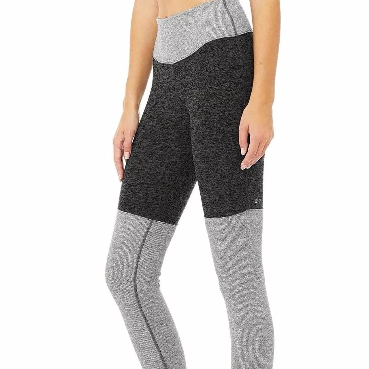 Alo Yoga High-Waisted Goddess Leggings Gray Black XS EUC Athleisure Sculpt Lift - Image 13