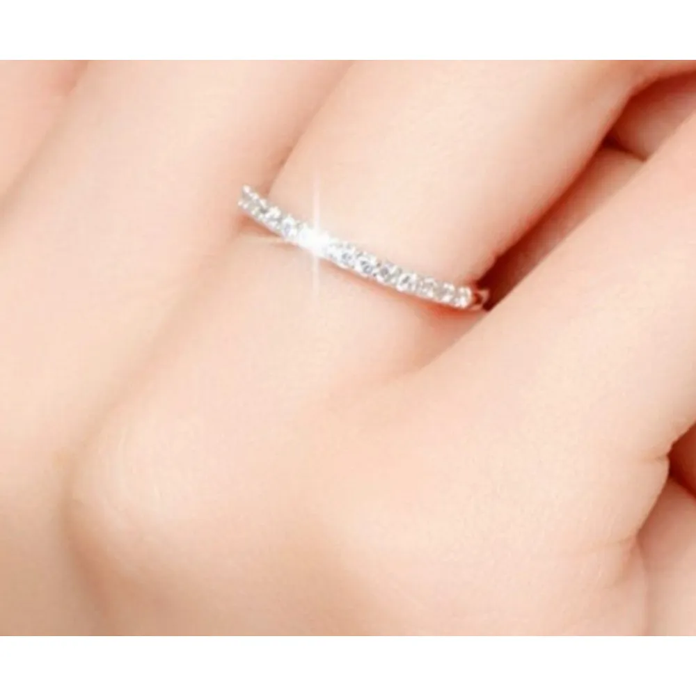 NEW Dainty 14k Gold Plated S925 Simulated Diamond Band Ring,‎ Adjustable Band - Image 7