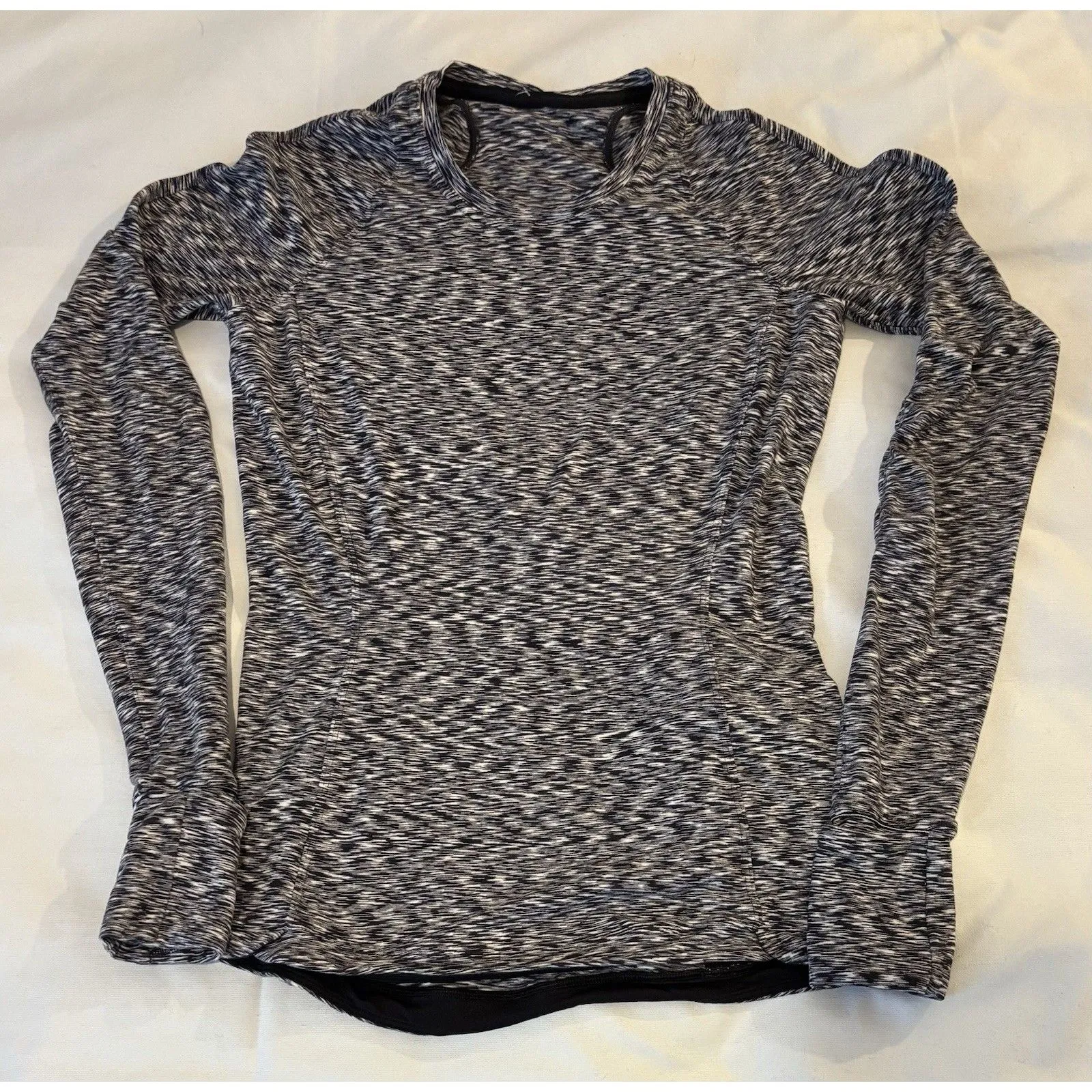 Lululemon Runderful Long Sleeve Rulu Wicking Top Spaced Out Space Dye Black Sz 6 - Image 3