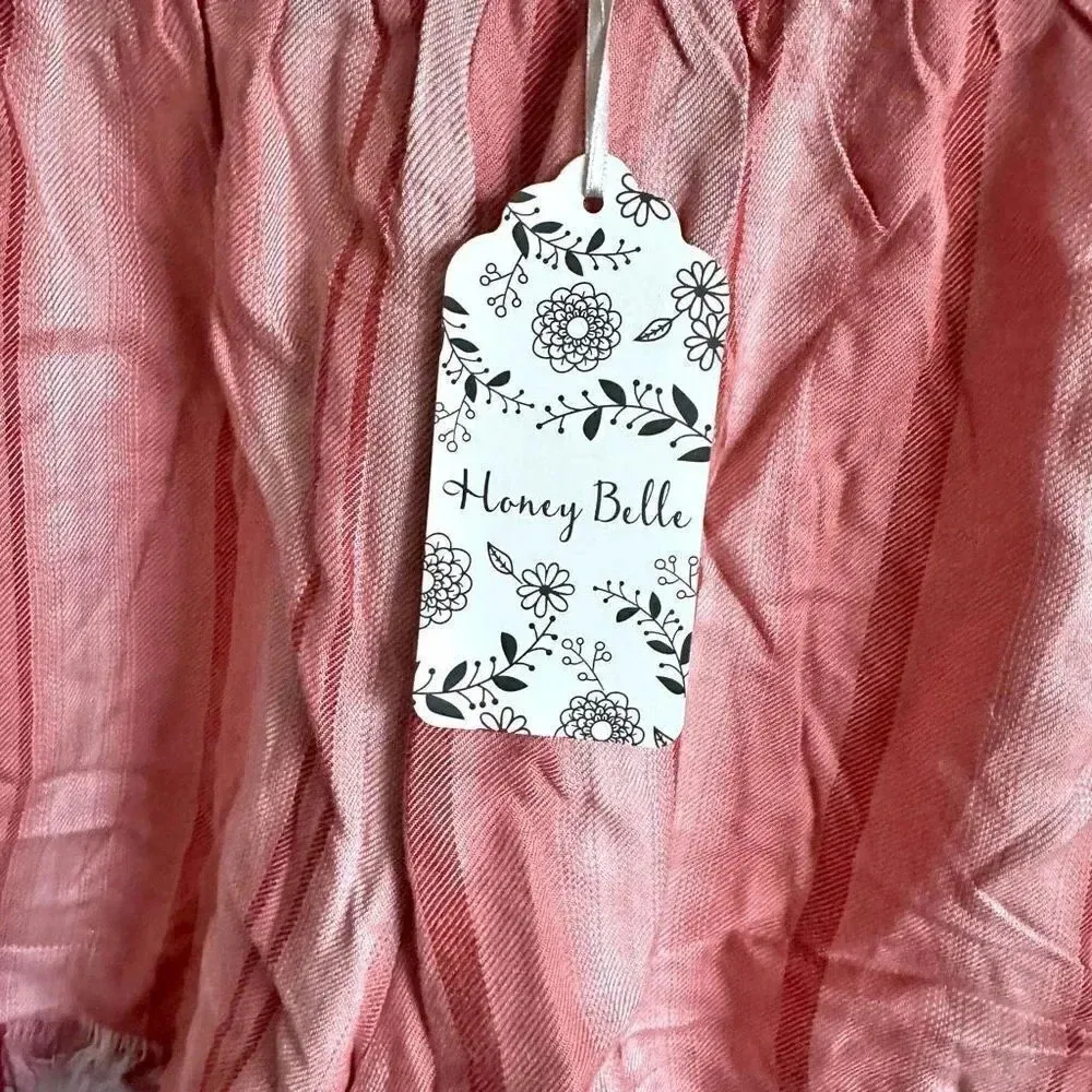 HONEY BELLE | NWT Pink Multi Stripe Raw Hem Shorts | Large - Image 2