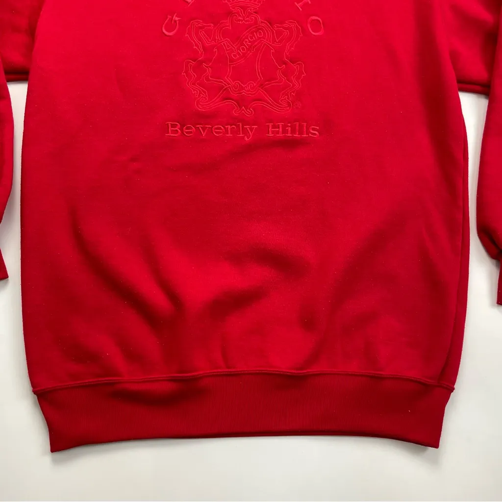 Vintage Giorgio Beverly Hills Sweatshirt Red Collar Top Embroidered Preppy 80s Size M - Image 5