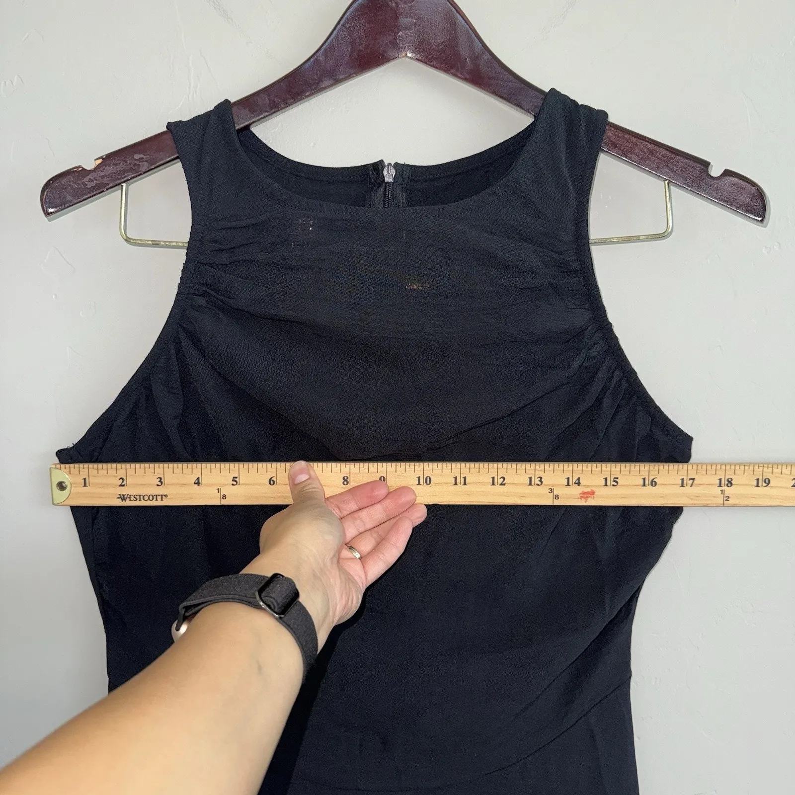 NWT Beachsissi Black Dress Sleeveless Sz L Knee Length Little Black Dress Ruched - Image 7