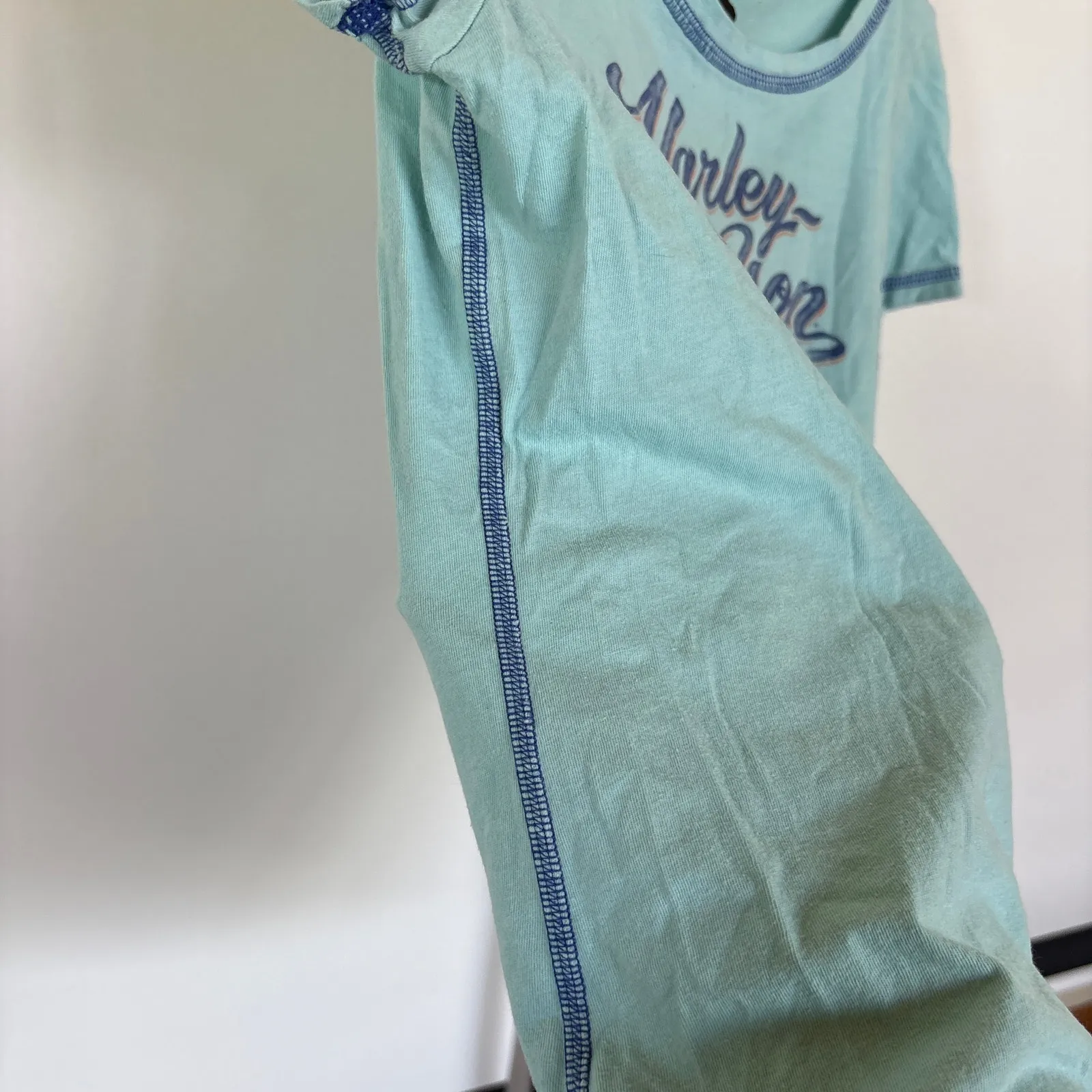 Y2K Harley Davidson Logo Graphic Tee Motorcycles Blue Biker Moto T - Image 6