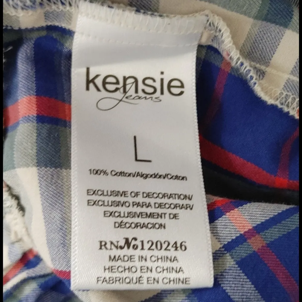 Kensie Jeans Plaid Semi Ruffle Button Shirt Top - Image 6