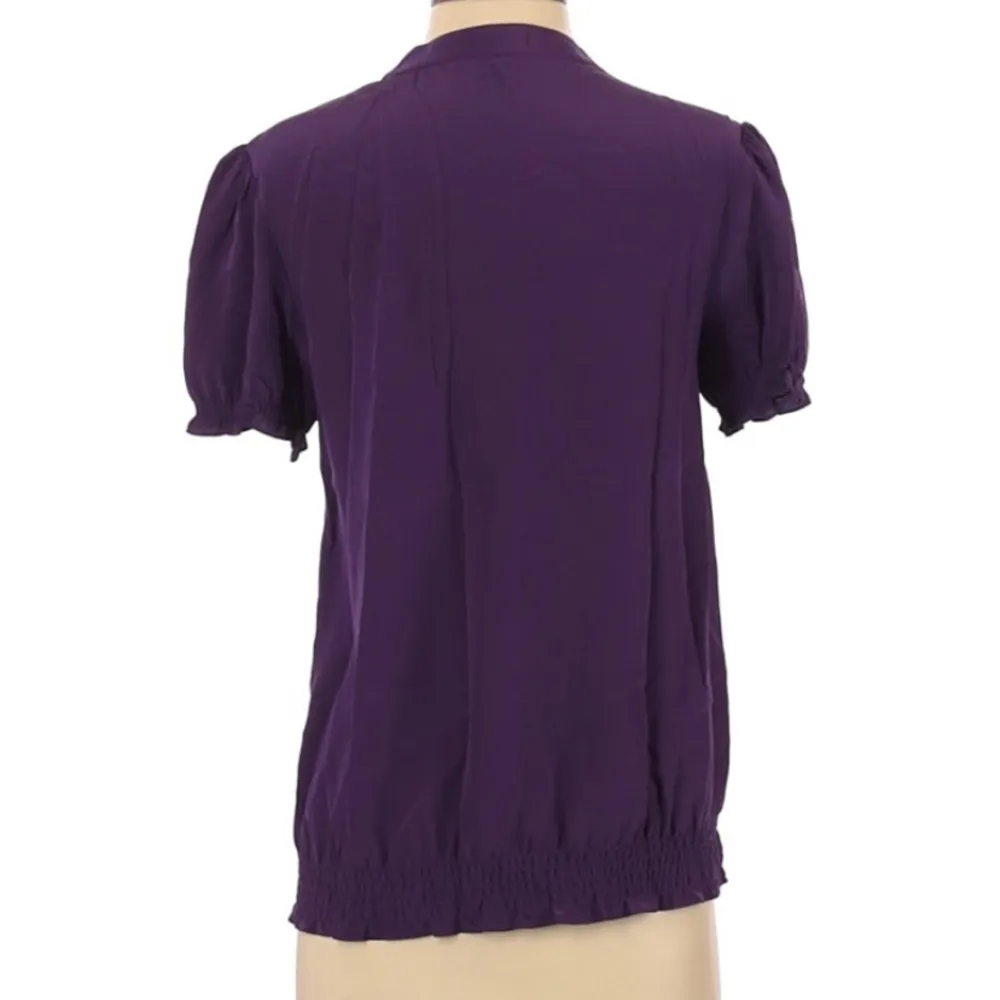 Joie Purple Silk Top Blouse Small S Short Sleeve RARE HTF GORGEOUS !! - Image 2