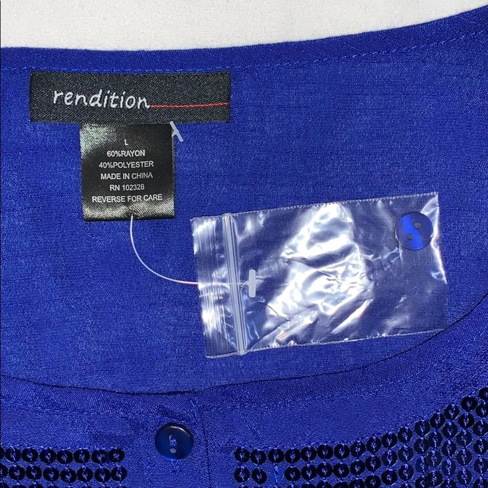 Royal Blue Sequin Top NWOT Size L - Image 3