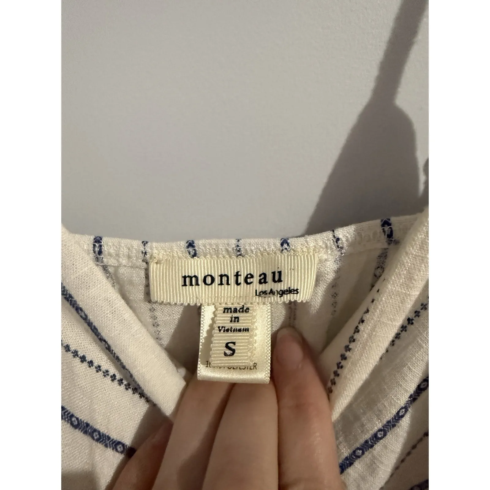 Monteau Anthropologie Linen Blend Pinstripe Sundress S dress Summer Travel Beach - Image 4