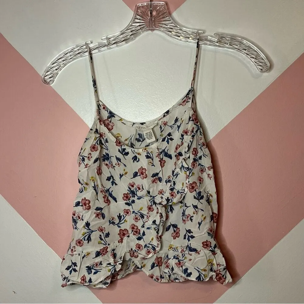 Full Tilt By Tilly’s Floral Ruffle Multi Color Tank Cami Top Coquette Size Small - Image 4