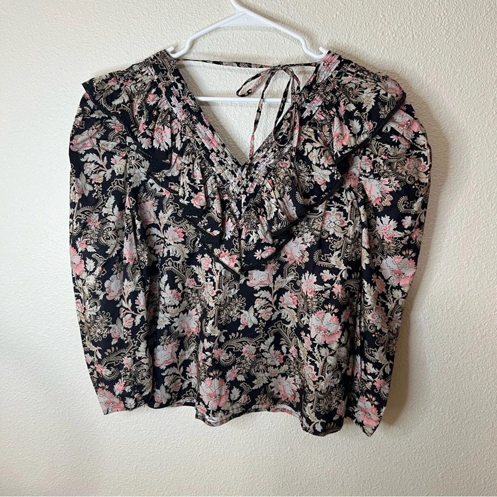 ST. ROCHE Hatfield Top in Belladonna Print boho bohemian floral flowers 6 Black - Image 10