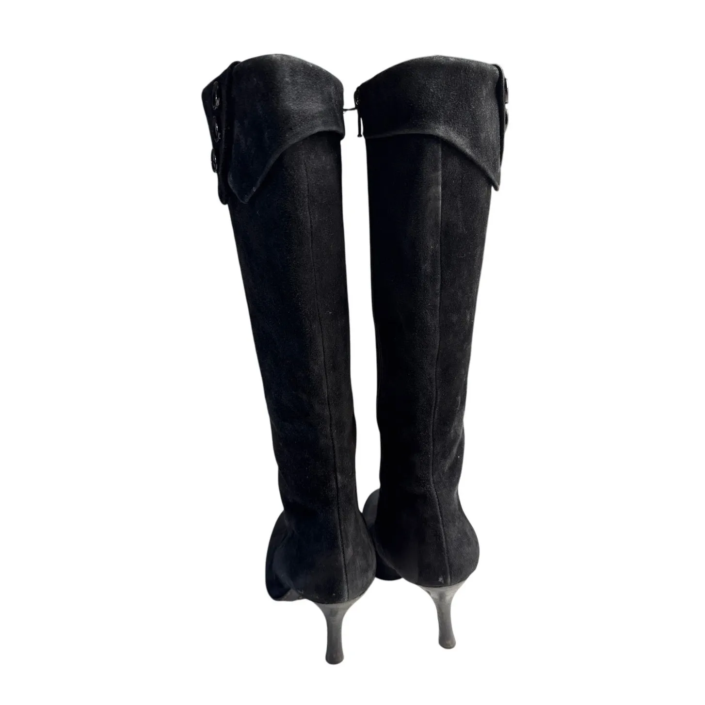 Vintage 90s y2k Charles David Black Suede Tall Witchy Goth Boots Size 40 - Image 3