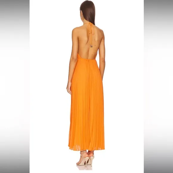 MILLY Evie‎ Pleated Dress in Tangerine- NWT - Image 3