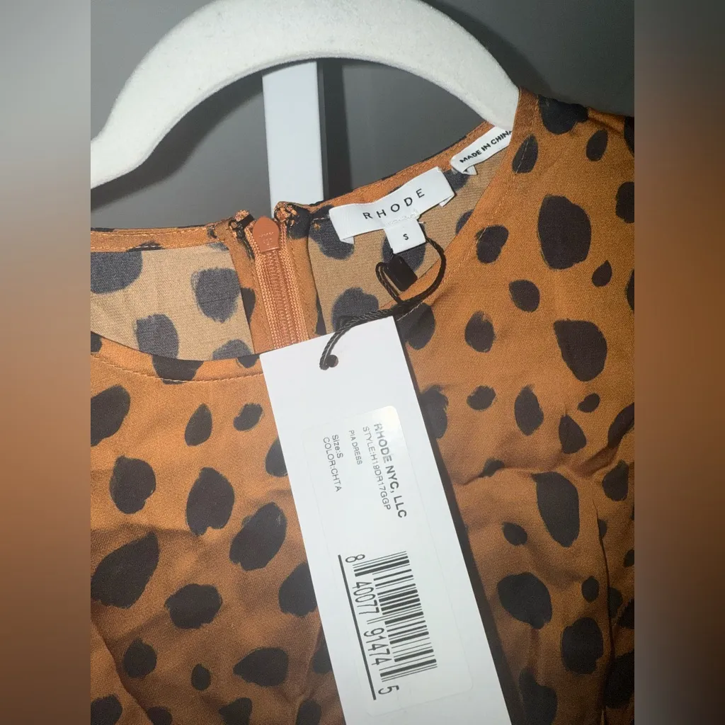 RHODE‎ Pia Mini Dress in Cheetah Print Small NWT! Tan - Image 5