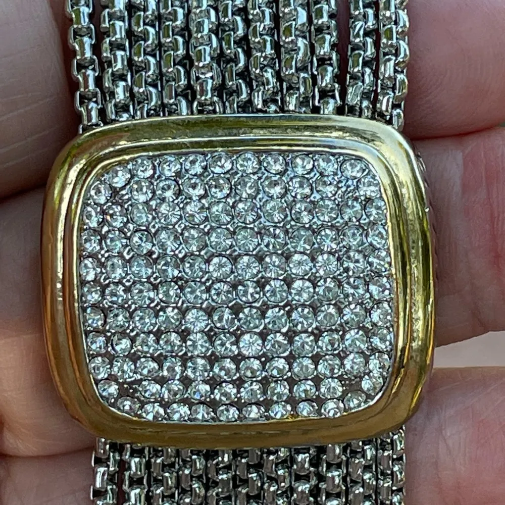 Two Tone Magnetic Rhinestone Bracelet - Image 10