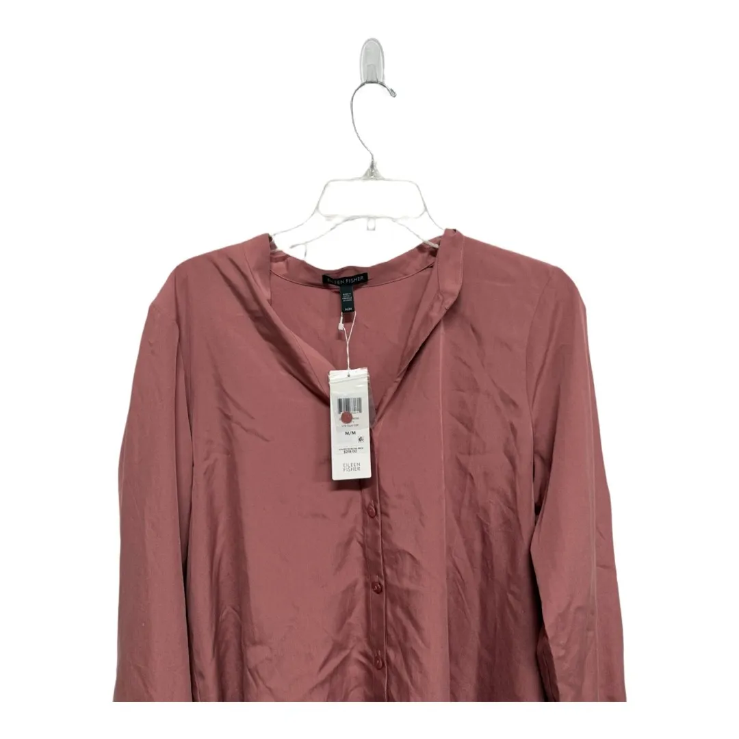 Eileen Fisher Sandwashed Tencel Stand Collar Top Shirt Blouse M Chutney NEW - Image 2