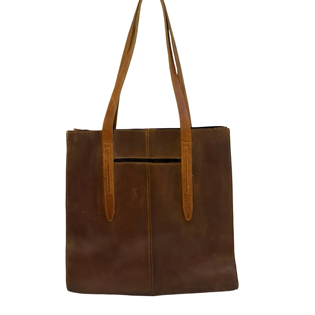Le Papillon Large Brown Leather Tote - Image 5
