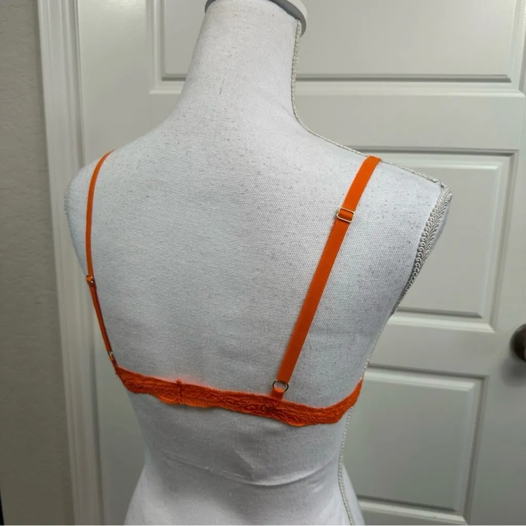 HAH x Free People Lace Chi bralittle Orange Boho Festival Bralette Size S NWT - Image 3