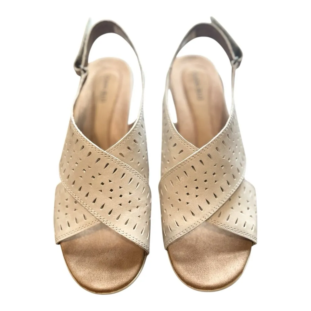 Cobb Hill Janna Slingback Women's Wedge Sandals Size US 8 Wide White (Beige) - Image 2