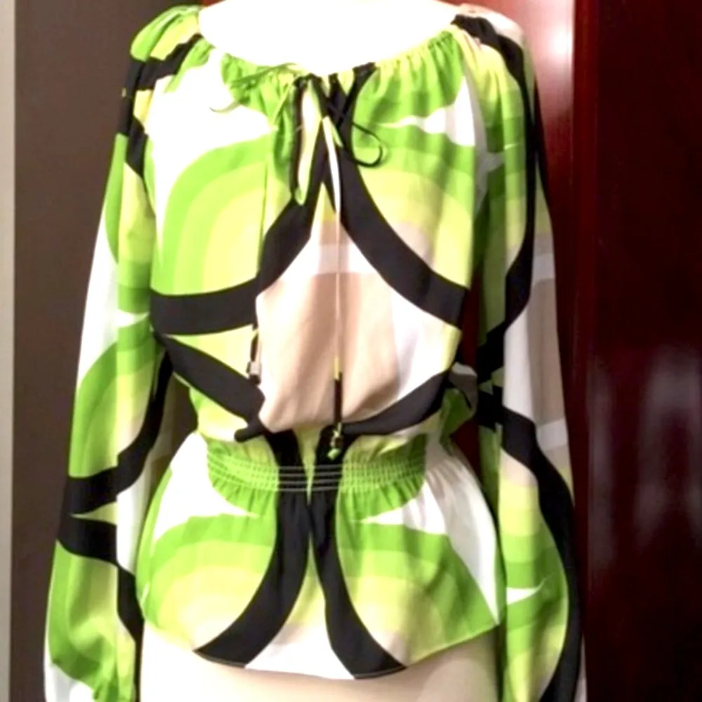 MICHAEL Michael Kors Lime Green Abstract Print Blouse - Image 3