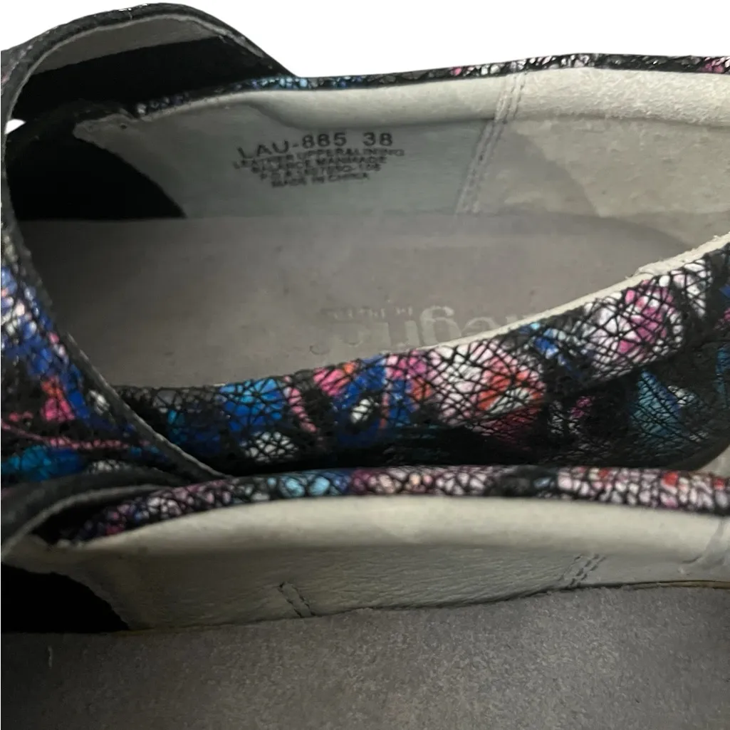 NWOT Algeria Lauryn LAU-885 Blue Pink Feathers Leather Upper Clogs Comfort - Image 9