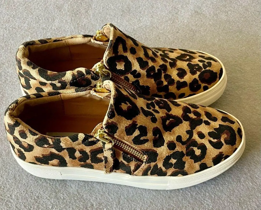 Steve Madden Women’s Glaammar Canvas Leopard Print Dual Zipper Sneakers Size 6.5 - Image 2