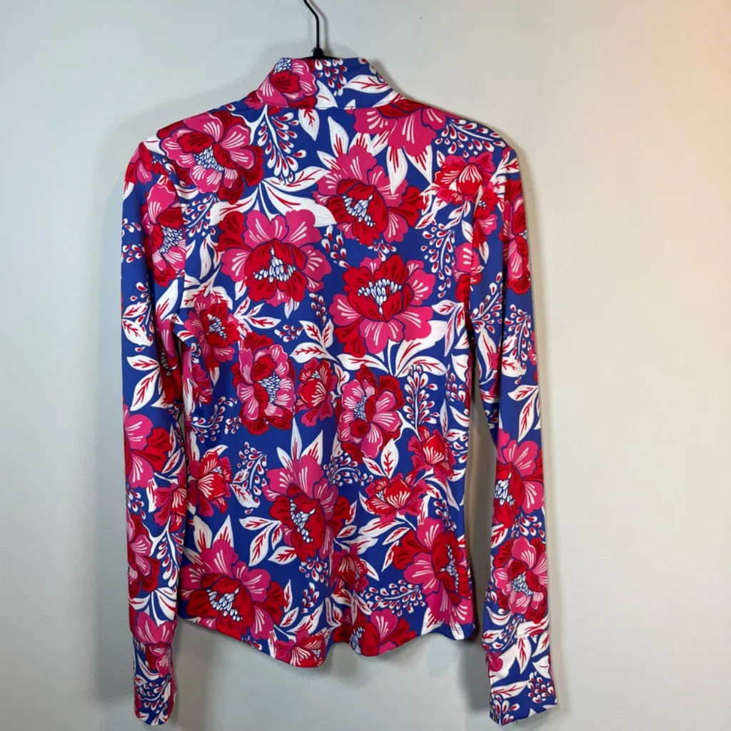 Sigrid Olsen Golf & Tennis Women's Floral Tropical Full Zip Jacket Red UPF Small - Image 10