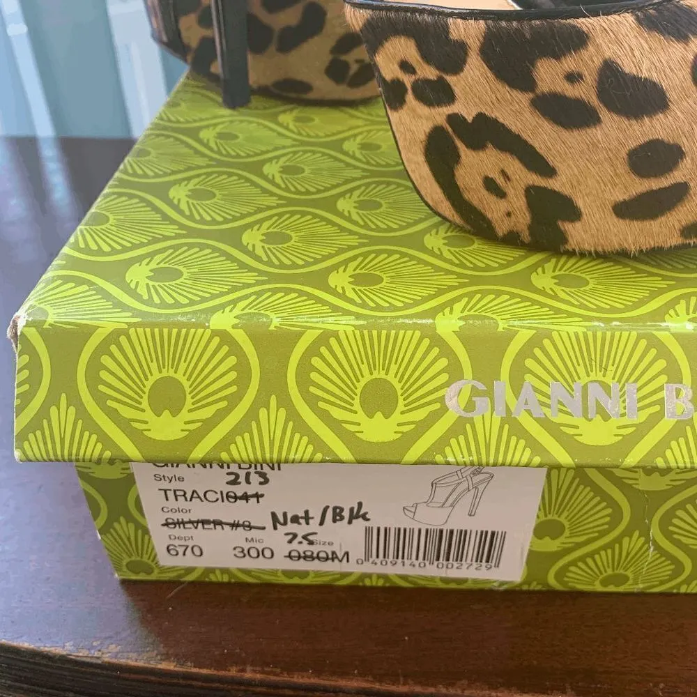 Gianni Bini Womens High Heels Slingback Animal Print Black 7.5 - Image 8