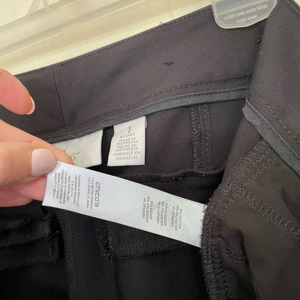 Chico’s So Slimming Black Dress Pants Trousers Pockets ~ Size 1 Short US M/8 - Image 6