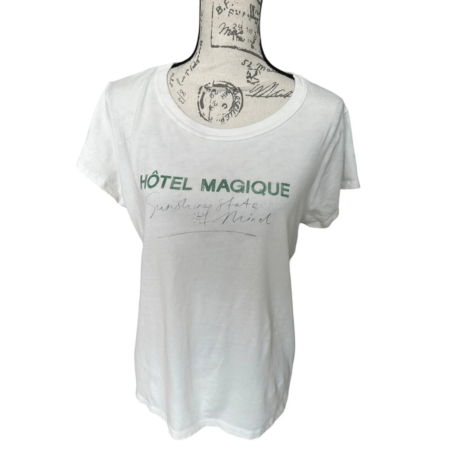 Madewell Graphic T-shirt Hotel Magique Sunshine State of Mind Size Large Cream - Image 4