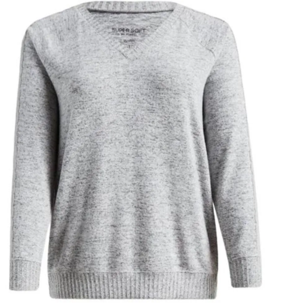 TORRID Super Soft Gray V-Neck Lightweight Sweater Lace Sleeves ~ Women's Plus 2X - Image 4