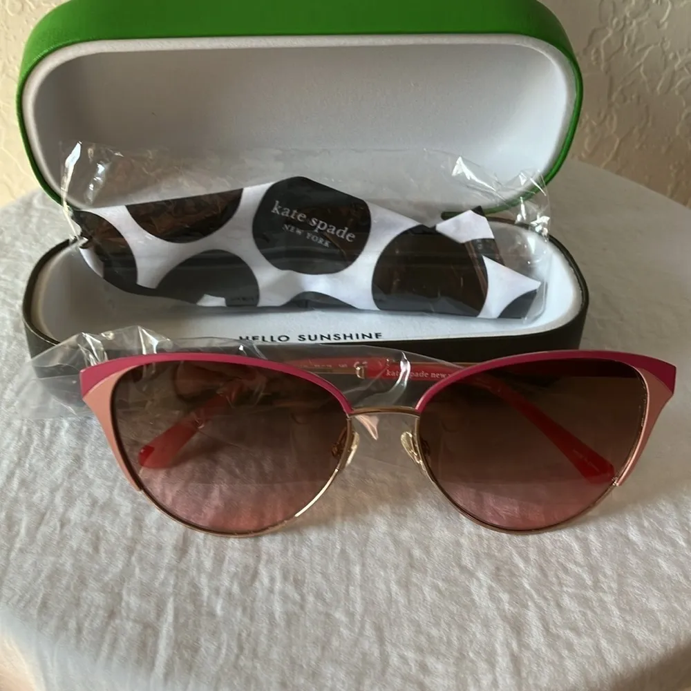 Kate Spade: Pink/Gold Tone Wire IANNA Cat Eye Sunglasses - Image 16