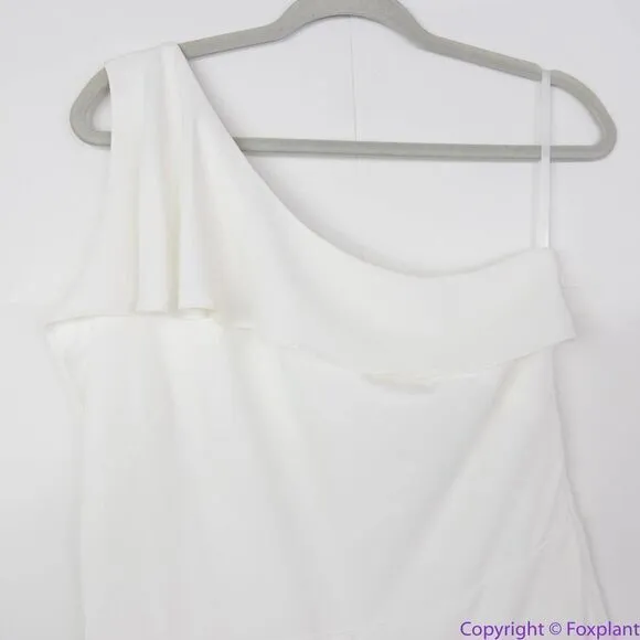 NEW White House Black Market white one shoulder‎ ruffle jumpsuit, 12 - Image 5