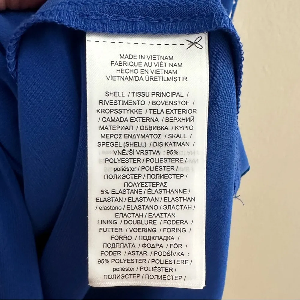 NEW RALPH LAUREN BLACK LABEL BLUE WHITE DRESS ROUND DRAPE NECK 3/4 SLEEVE DRESS - Image 8